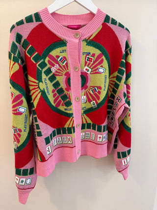 Light Pink Multi Mahjong Button Up Cardigan