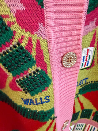 Light Pink Multi Mahjong Button Up Cardigan
