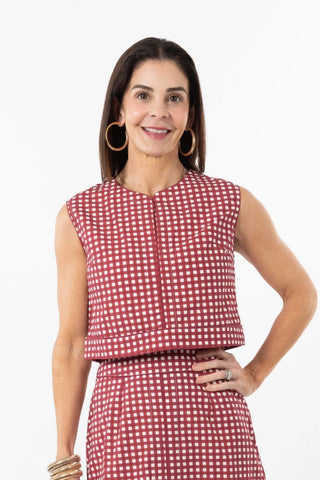 Emmy Set TOP ONLY - Dark Red Gingham